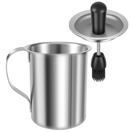 

AEVXKHI 2 Sets 500ml Stainless Steel Basting Pot and Brush BBQ Basting Pot Sauce Oil Basting Set Grilling Sauce Pot for Cooking Grilling
