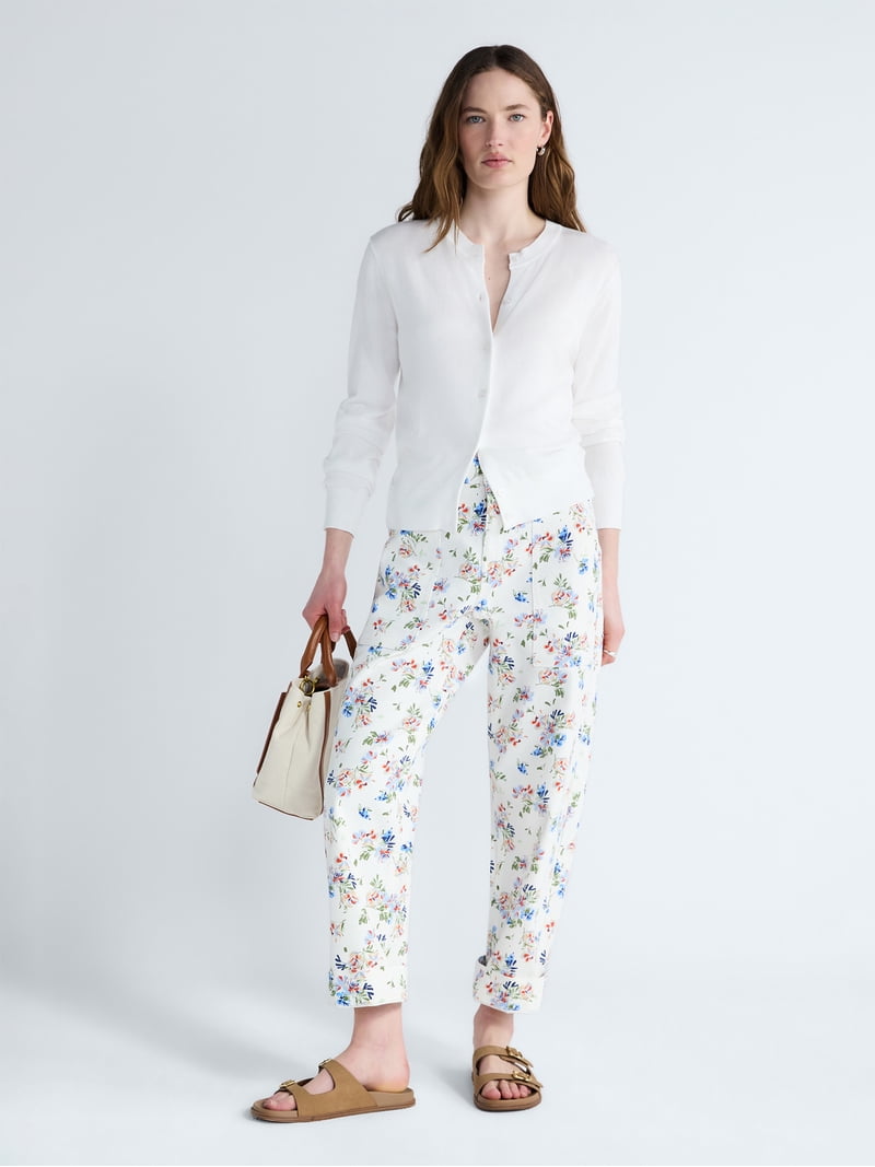 Free Assembly Women's Floral Pants with Chop Pockets, Sizes XS-XXL