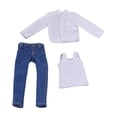 thumbnail image 3 of Figura masculina a escala 1/12, ropa, chaleco, camisa y jeans, accesorios, ropa clásica para hombre. Blanco, 3 of 9