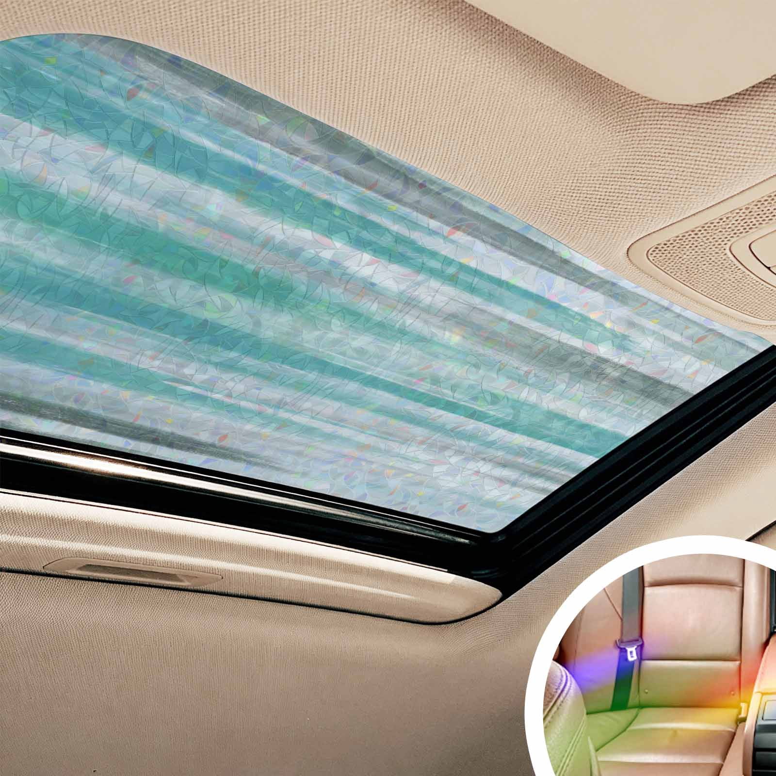 Turquoise Gray Window Privacy Film Stain Glass,Reusable Decorative Rainbow Window Film,Farmhouse Abstract Gradient Aesthetic Static Cling Sun Blocking Stickers Decals Covers 17.7" x 78.7" (2pcs)