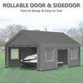 thumbnail image 6 of LZBEITEM Carport, 13' x 20' Heavy Duty Carport with Roll-up Sidewall and Ventilated Windows, Portable Outdoor Garage for Car, Truck, SUV, Boat, Car Canopy with All-Season Tarp, Gray, Height 9.8', 6 of 15