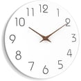 thumbnail image 2 of Reloj de pared de 10 pulgadas, silencioso, sin tictac, de madera, funciona con pilas (10 pulgadas, blanco), 2 of 4