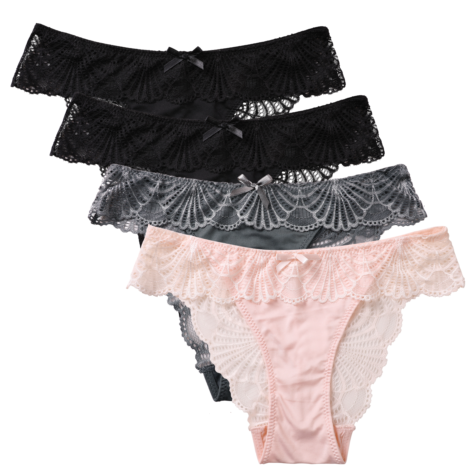 Charmo Women's Panties Bikini Lace Back Nylon Strech Bikini Underwear