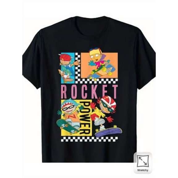 Velto 1pc Men'S Rocket Power Graphic Tee, 180gsm Cotton Crew Neck T-Shirt with Slight All Size S-5XL