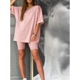 thumbnail image 4 of Women 2 Piece Outfit sets Casual Oversized T-Shirt Tops Biker Shorts Workout Sports Tracksuit Sportwear for Women, 4 of 5