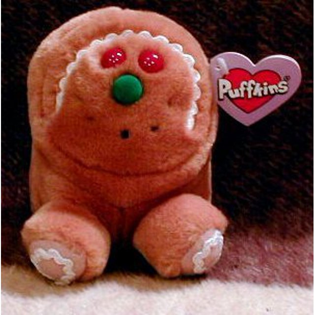 Puffkins Bean bag NWT - Spice - Hombre de pan de jengibre navideño Pufkin 44046016373