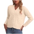 thumbnail image 2 of Pisexur Chandails pour Femmes Doux et Confortables, Mode Été Manches Longues Col en V Confortable Débardeurs Réguliers Beige,S, 2 of 4