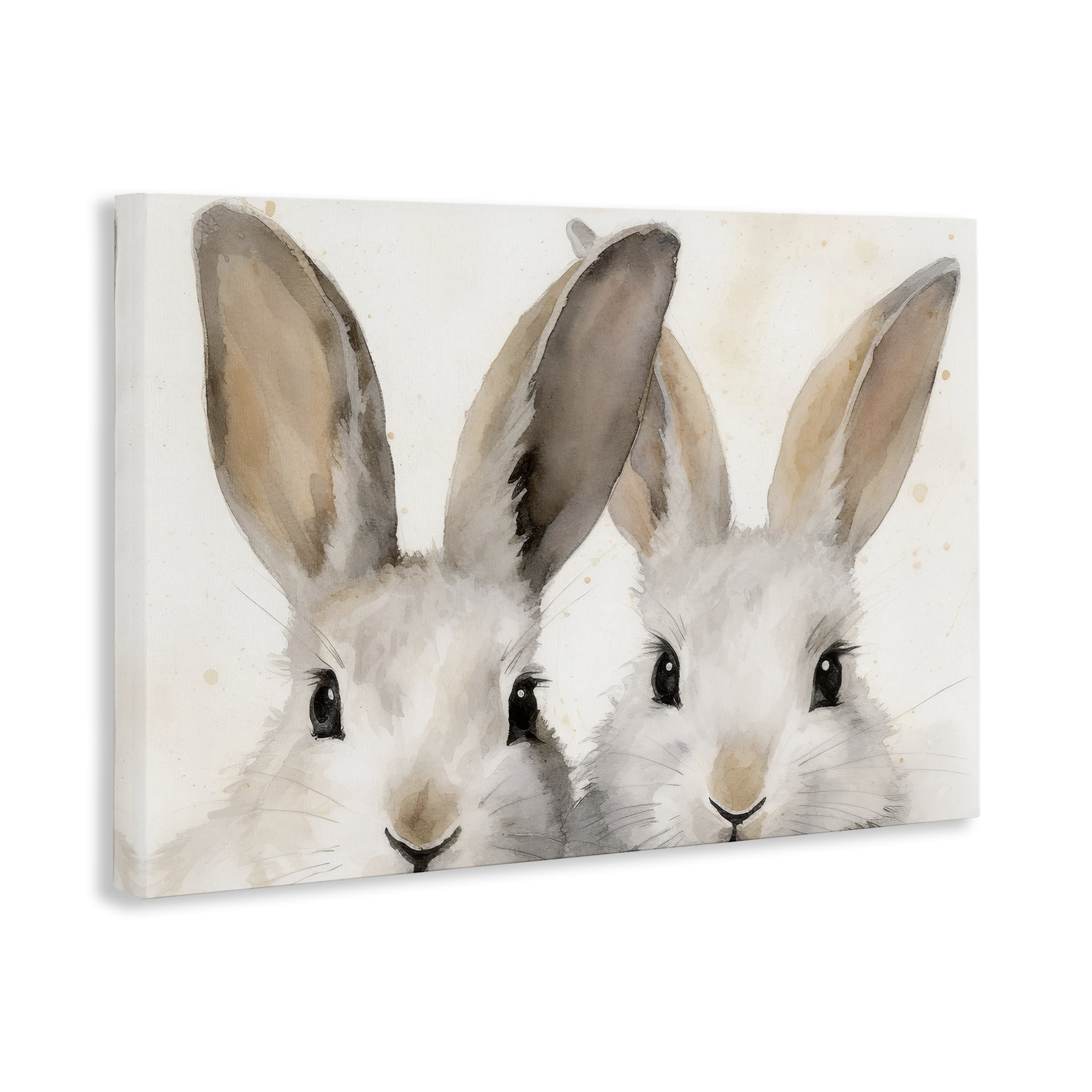 Stupell Industries Two Peeking Rabbits Animals & Insects Painting Gallery Wrapped Canvas Art Print Wall Art, 24 x 16