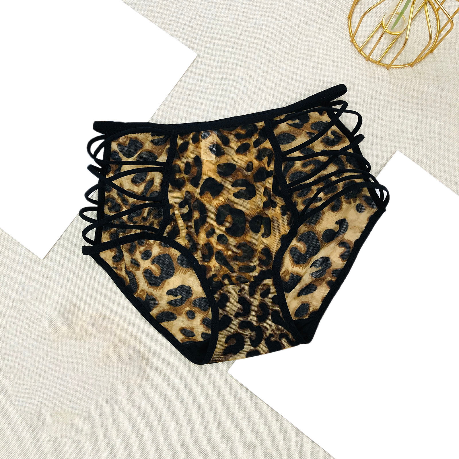 ZMHEGW Womens Panties Leopard Print Translucent Sheer Lace Tank
