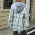 thumbnail image 5 of Kaemgyyd Women's Plaid Shacket Casual Loose Long Sleeve Button down Shirts Jacket Hooded Wool Blend Coat with Pockets, 5 of 7