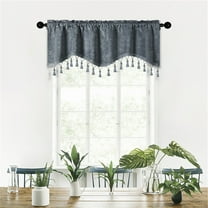 Btomtd Fringed Valance Curtains with Rod Pocket for Living Room and Kitchen Window Valances Short Panels for Household Decoration Valances for Windows - 59.05"x15.74", Dark Gray