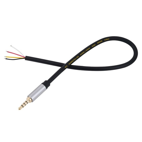 3.5mm Male TRRS 4Pole Plugs to Open End Bare Wire Cable Stereo Wire for Headphone Speakers Repair 30cm/11.81inch