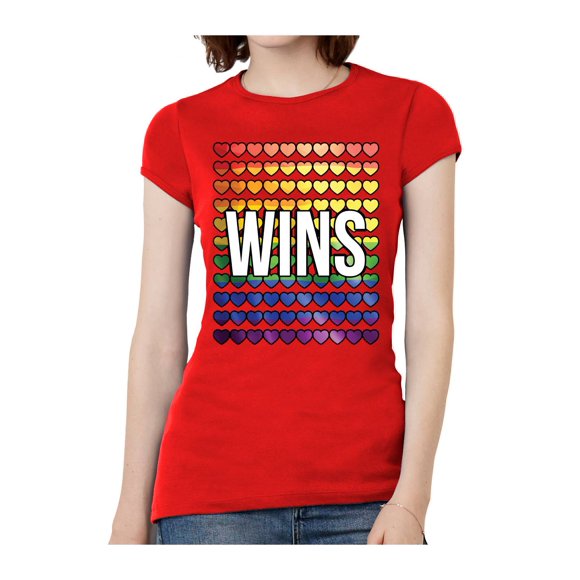 T-Shirt à Manches Courtes pour Femmes Love Wins - Rouge - Moyen
