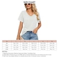 thumbnail image 6 of Women T Shirt Short Sleeve V Neck Pure Color Casual Lady Pullover Shirt for Daily Work Shopping White M, 6 of 6
