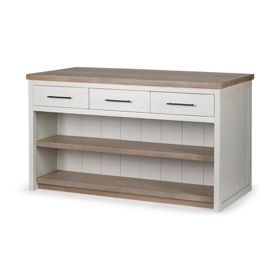 Mercana Fairview II Solid Wood Kitchen Island in White and Brown