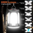 thumbnail image 2 of Camping Light, Solar Camping Light for Tent, Rechargeable Camping Light, 6000 Lumens Super Bright Tent Light, Foldable IP67 Waterproof 6 Modes Power B, 2 of 4