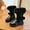 Black, variant on BXJX Girls Snow Boots, Zipper Fleece Lined Warm Outdoor Winter Shoots Black Size 1 Big Kids