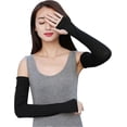 thumbnail image 3 of Women Outdoor Sun Block Soft Long Arm Sleeves Fingerless Gloves, 3 of 4