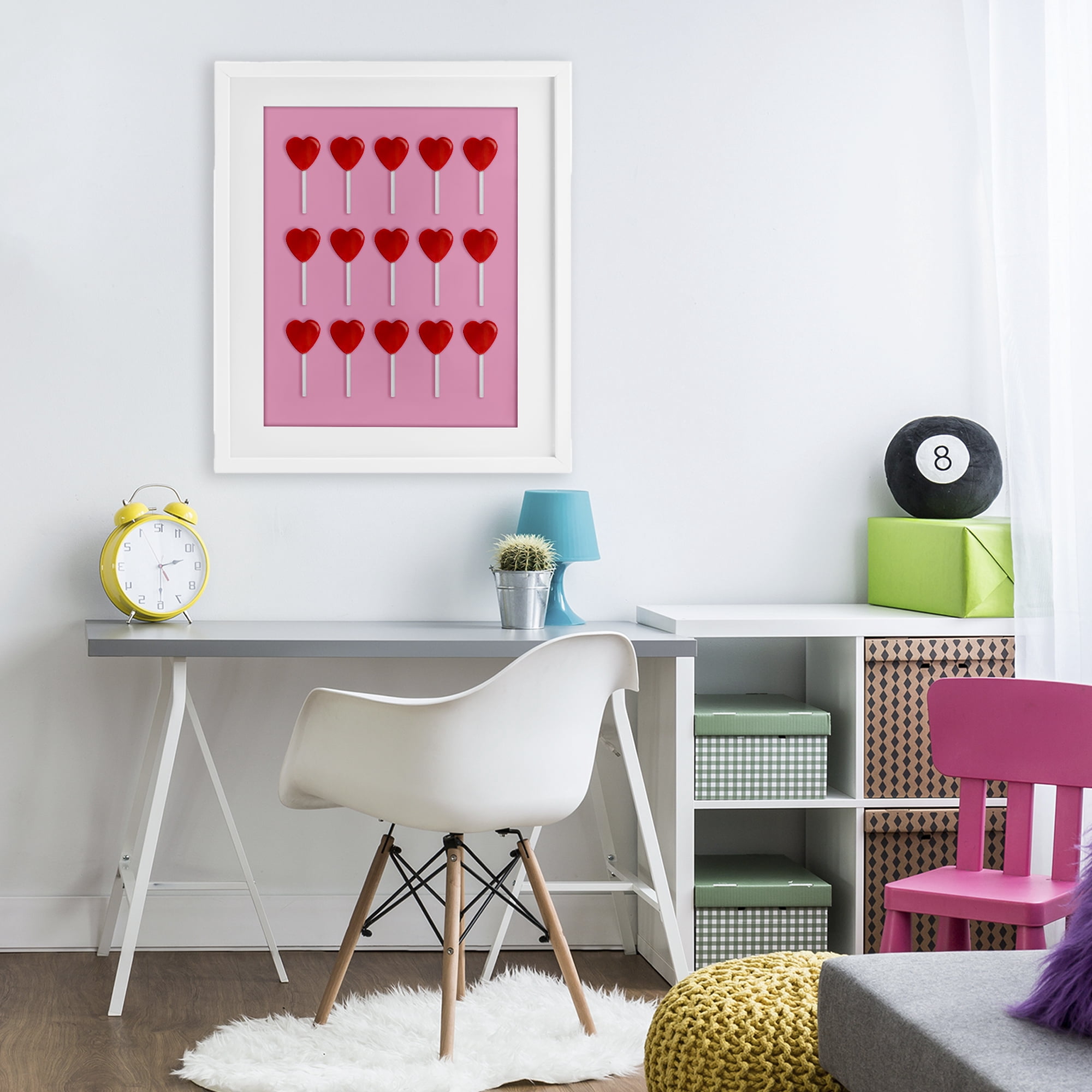 Stupell Industries Heart Lollipops Collection White Framed Print Under Glass, design by LISH Creative