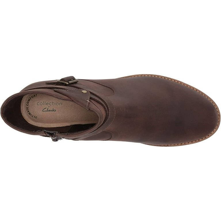 Clarks Women's Camzin Dime Ankle Boot Dark Brown Leather