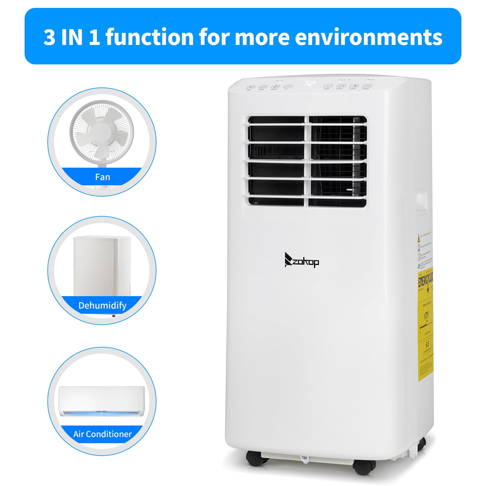 Ktaxon Smart WiFi Enabled 8250BTU (12000BTU ASHRAE) Portable Air Conditioner & Dehumidifier Function w/ Remote