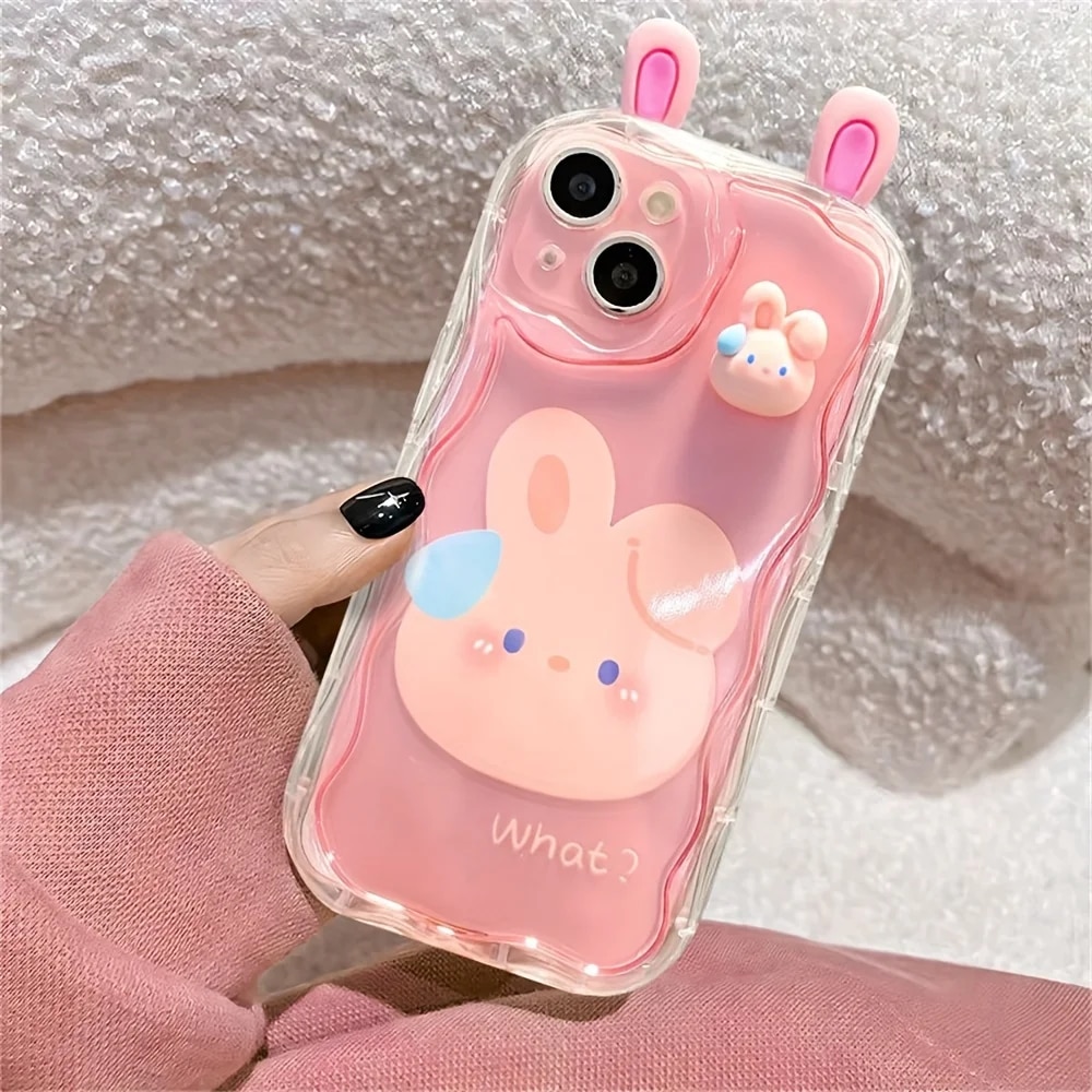 Cute Cartoon 3D Transparent Pink Rabbit Green Frog Brown Bear Wavy ...