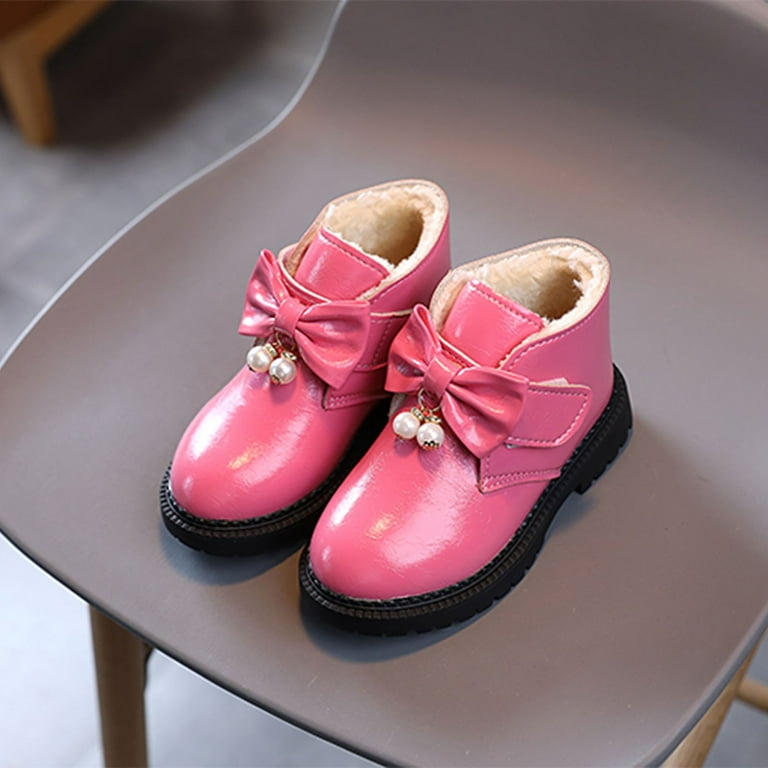 Entyinea Toddler Chelsea Boot Low Heel Side Zipper Cute Dress Booties Little Big Kid Pink 26 - Walmart.com