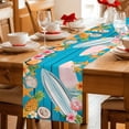 thumbnail image 5 of Coastal Beach Table Runner 70 Inches, Summer Tropical Plants Ocean Blue Wood Grain Bed Runner Dresser Scarves Tabletop for Indoor Outdoor Parties/Ceremony/Banquet, 13" x 70", 5 of 9