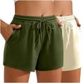 thumbnail image 1 of Plebaso 2 Pack Womens Sweat Shorts Casual Drawstring Running High Waisted Athletic Shorts with Pockets, 1 of 6