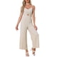thumbnail image 1 of Mono de verano INSPIRE CHIC para mujer, tirantes de espagueti, corte abierto, pantalón ancho, XS, beige, 1 of 6