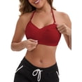 thumbnail image 5 of INSPIRE CHIC Women's Halter Neck Wireless Padded Tight Tank Top Adjustable Spaghetti Straps Cropped Sport Camisoles S Dark Red, 5 of 6