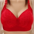 thumbnail image 3 of Bigersell Bras for Women No Underwire Ladies V-Neck Lace Bras Full-Coverage Wireless Bras Womens Comfort Strap Push up Bras Padded Bralettes Y-1-Red 48, 3 of 7