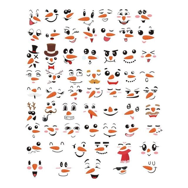 fastboy Snowman Face Stickers Set Funny PVC Christmas Expression Wall Decal DIY Self-adhesive Fridge Decoration