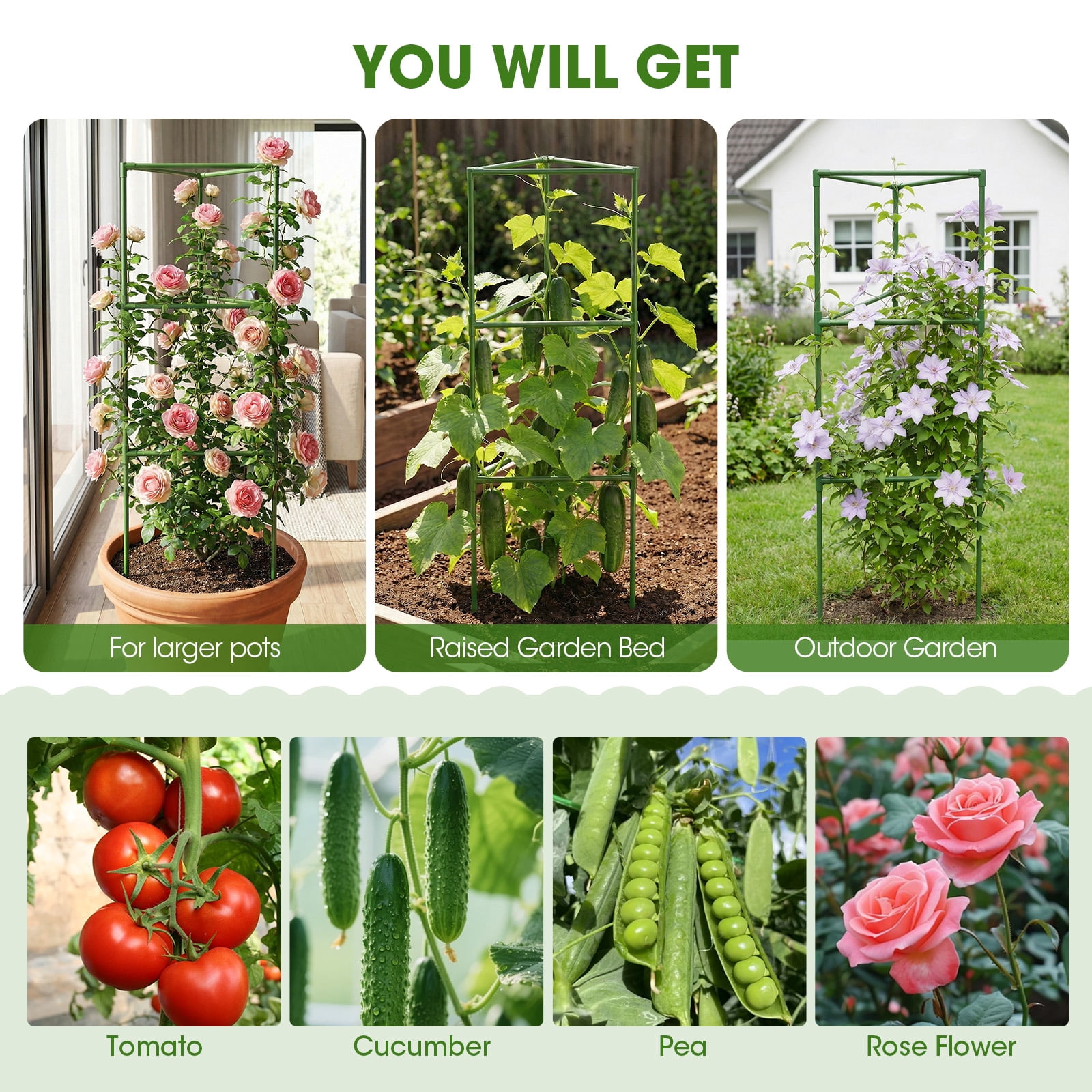 Tomato Cage, 3Pack 50inch Tall Tomato Trellis Triangle Tomato Cages for Garden Climbing Plants, Raised Garden Bed Plant Support Stakes for Garden,Pots, Plant Cages & Supports
