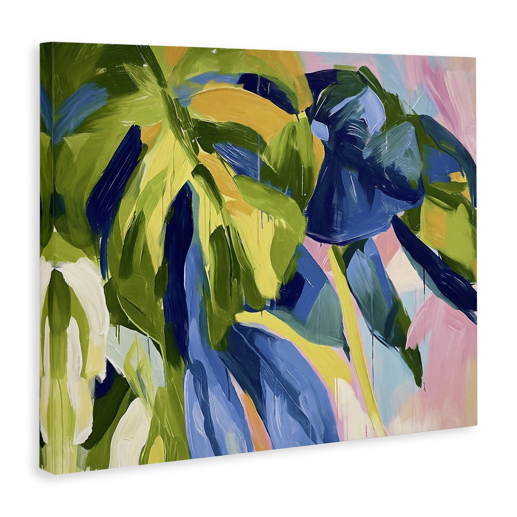 Stupell Industries Tropical Leaves Layered Botanical & Floral Painting Gallery Wrapped Canvas Art Print Wall Art, 30 x 24