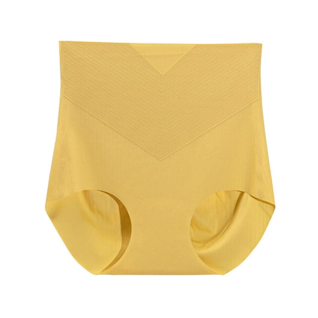 WZXFASHION Culottes pour Femmes Taille Haute en Tissu Glacé Respirant, Lot de Culottes pour Femmes Jaune G