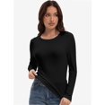 thumbnail image 3 of Womens Pullover Long Sleeve Crewneck Shirts Ribbed Knit Slim Fitted Casual Jumper Tops, 3 of 6