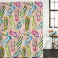 thumbnail image 2 of Summer Slippers Shower Curtain, Waterproof Shower Curtains for Bathroom, Watercolor Flip Flops Ocean Beach Light Brown Washable Fabric Bathtub Curtain Set Bath Decor with 12 Hooks Standard 72"x72", 2 of 8