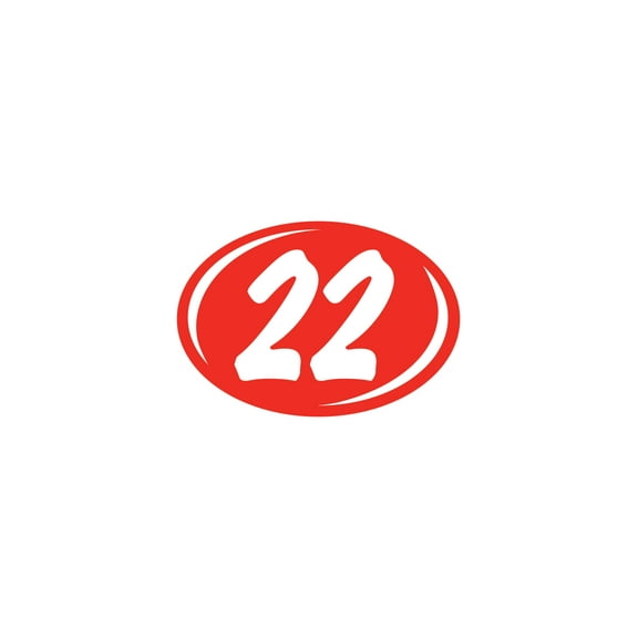 SSWBasics Oval 2-Digit Year Stickers - White/Red - "22" - Pack of 12