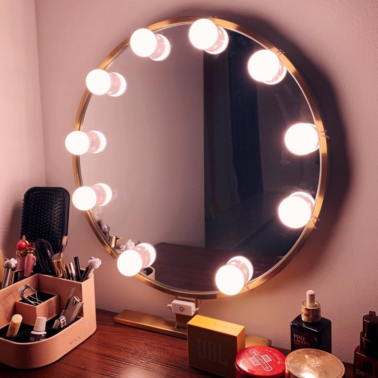 LED Vanity Lights For Mirror, Hollywood Style Vanity Lights With 10  Dimmable Bulbs, Adjustable Color & Brightness, USB Cable, Mirror Lights  Stick on