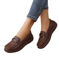 thumbnail image 2 of Domzle Women's Comfortable Faux Leather Penny Loafers Slip On Business Casual Dress Shoes Lightweight Office Work Flats Everyday Walking Shoes for Women Coffee, 2 of 7