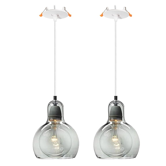 Kiven Recessed Ceiling Light, 2-Light Modern Style Recessed Downlight with Glass Lampshade, Adjustable Pendant Lighting for Bedroom Kitchen Island Home