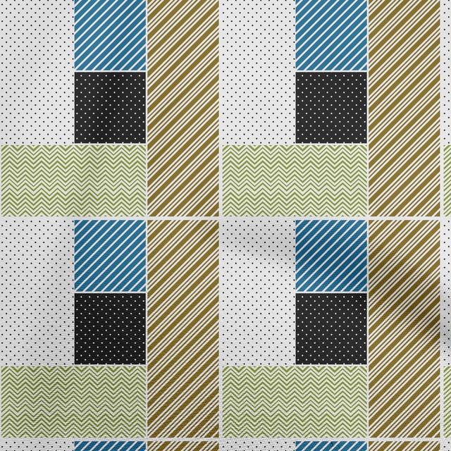 oneOone Rayon White Fabric Geometrical Craft Projects Decor Fabric Printed By The Yard 56 Inch Wide