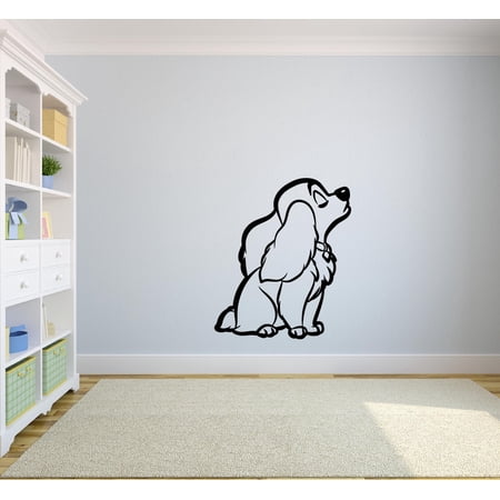 Lady And The Tramp Disney Cartoon Character Lady Portrait Silhouette Wall Sticker For Kids Boys Girls Room Bedroom Cute Home Decal Design Stickers Wall Art Vinyl Decoration Size (30x30 inch)