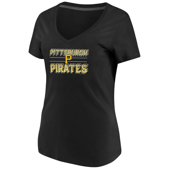 Women's Majestic Black Pittsburgh Pirates Compulsion to Win Plus Size V-Neck T-Shirt