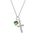 thumbnail image 2 of Delight Jewelry Green & Yellow Faceted Glass Spinner I Set You Apart Engraved Cross Zoey Necklace, 28", 2 of 4
