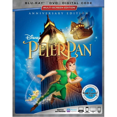 Peter Pan Anniversary Edition Blu Ray Dvd Digital Code