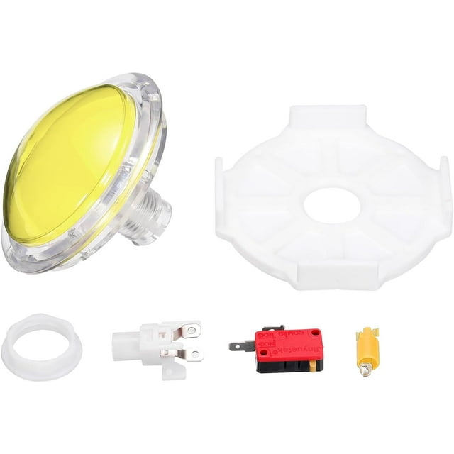 PinesC Starts Arcade Buttons ABS Transparency Octagonal Box Convex Round for Game Console DC 12V Yellow Yellow