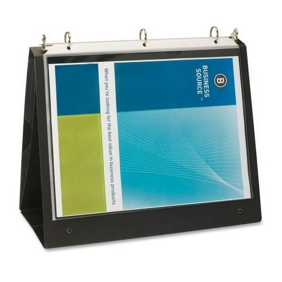 Business Source Presentation Binder 1" Binder Capacity - Letter - 8 1/2" x 11" Sheet Size - Ring Fastener(s) - Internal Pocket(s) - Black - Recycled - Business Card Holder, Label Holder - 1 Each