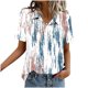 thumbnail image 4 of Blusas para las Mujeres Casual Impreso Manga Corta con Detalle de Bolsillo Y Botón, Camiseta de Poliéster Suave para Uso Diario en Casa O Trabajo, Estilo de Verano de Moda, 4 of 6